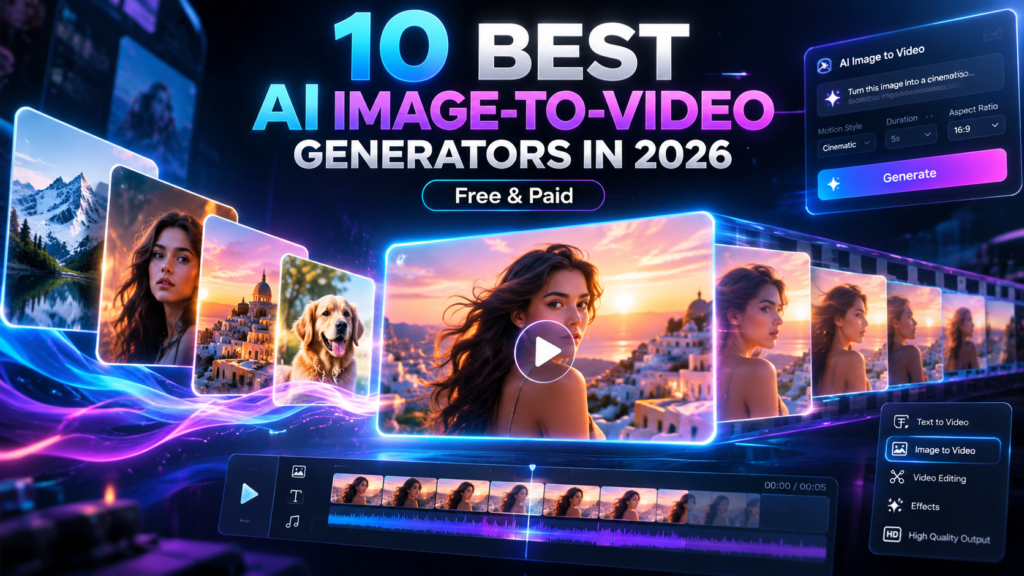 10 best AI image-to-video generators in 2026, free and paid – animated pictures, cinematic AI video tools comparison