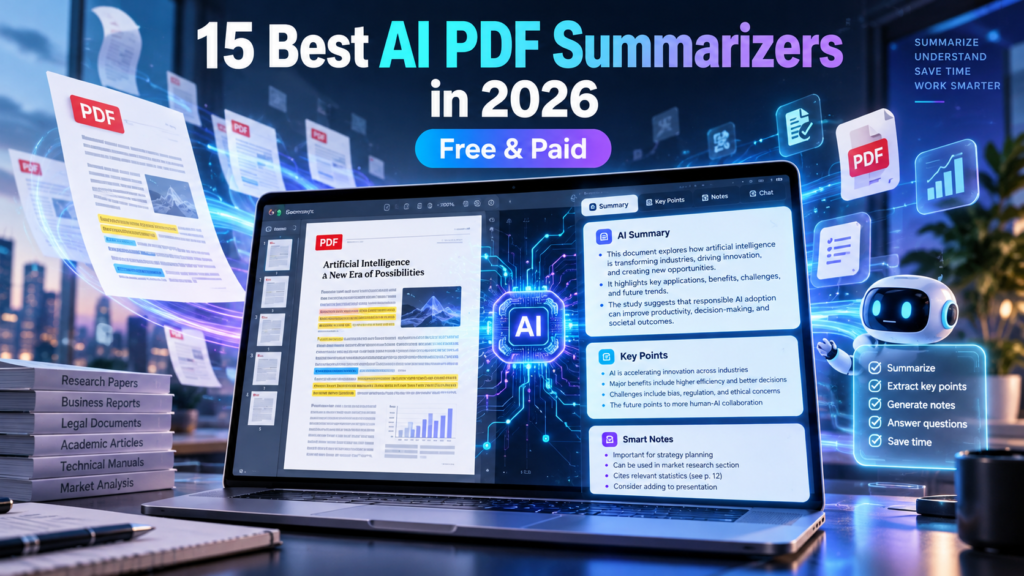15 best AI PDF summarizers in 2026 — AI document summaries, research papers, citations, highlighted text and smart notes