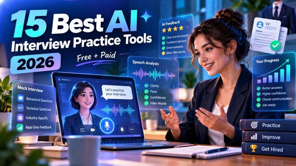 15 best AI interview practice tools in 2026 – free mock interviews, video interview coaching, spoken feedback and career preparation