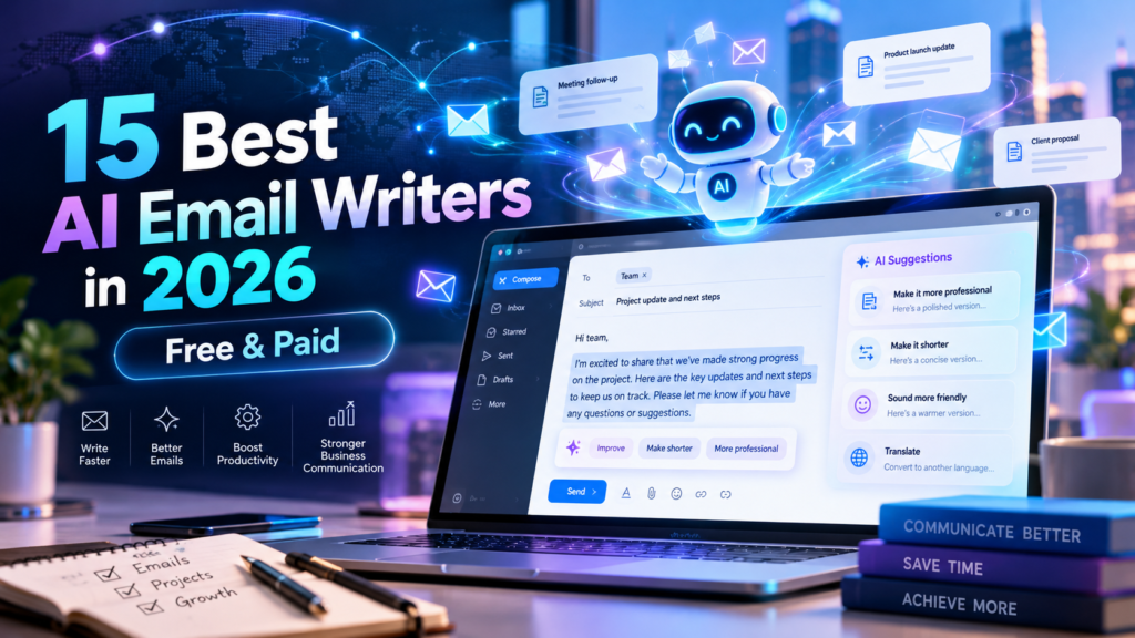 15 best AI email writers in 2026 — professional email composing, Gmail and Outlook alternatives, AI message suggestions and productivity