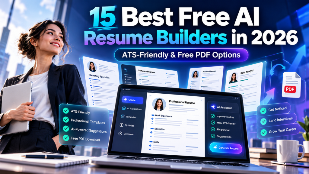 15 best free AI resume builders in 2026 – ATS-friendly professional resumes, AI writing suggestions and PDF download options